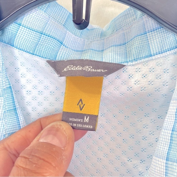 EDDIE BAUER S'less PLAID Performance Shirt' (Moisture Wicking/UV)- M, Turquoise - Picture 6 of 12